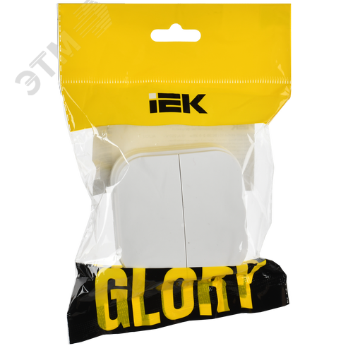 GLORY Выключатель 2-клавишный для открытой установки 10А ВС20-2-0-ХБм белый матовый IEK - фото 2