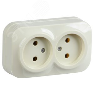 Изображение товара GLORY Розетка двухместная наружная без заземления кремовая (шт)