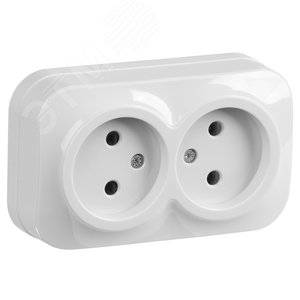 Изображение товара GLORY Розетка двухместная наружная без заземления белая (шт)