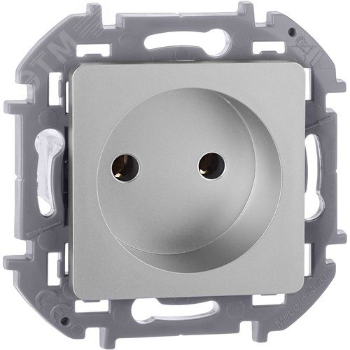 Розетка 1-местная без заземления без защитных шторок 16А алюминий INSPIRIA - фото 1