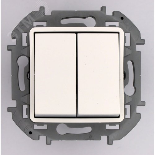 Выключатель 2-клавишный проходной 10А безвинтовое крепление белый INSPIRIA - фото 1