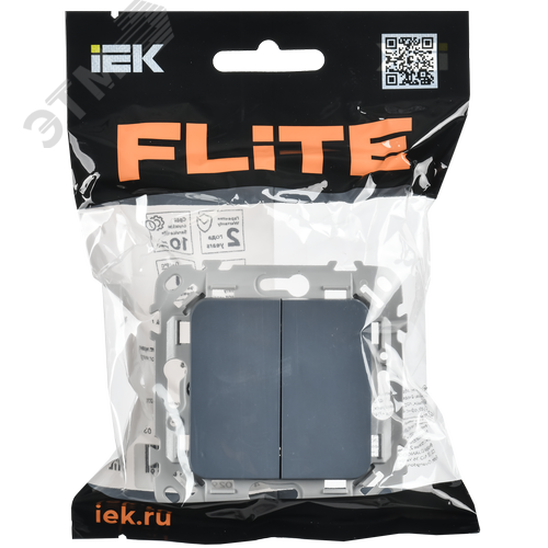 FLITE Выключатель 2-клавишный 10А ВС12-1-0-ФлМ маренго IEK - фото 2