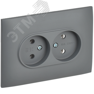 SKANDY Розетка 2-местная без заземления без защитных шторок 10А в сборе SK-R10Gr серый IEK - фото 1