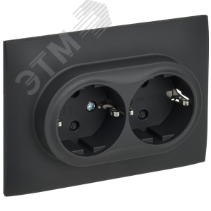 Изображение товара SKANDY Розетка 2-местная с заземлением с защитными шторками 16А в сборе SK-R07G графит IEK (шт)