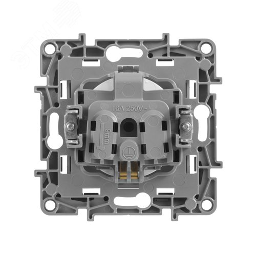 Розетка 1-местная с заземлением с защитными шторками 16А алюминий ETIKA - фото 2