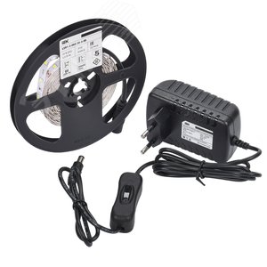 Комплект светодиодной ленты 5м LSR-2835WW60 с драйвером 4,8Вт/м 12В IP20 60LED/м - фото 1
