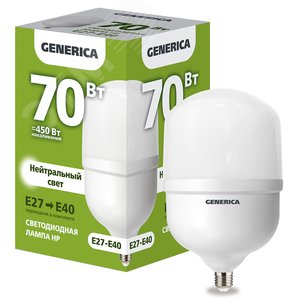 Изображение товара Лампа светодиодная HP 70Вт 230В 4000К E27-E40 GENERICA (шт)