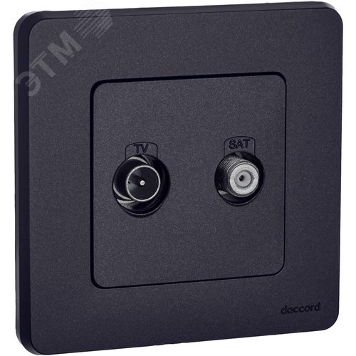 Розетка двойная TV+SAT тип звезда двухкабельная антрацит INSPIRIA - фото 6