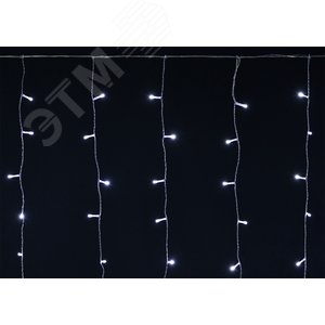 Гирлянда бахрома 4,5х0,7 м 200 светодиодов белый свет IP44 прозрачный шнур 3 м 230 В мерцание транзит LIGHTING - фото 1