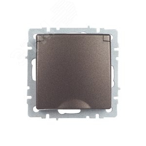 BRITE Розетка с заземлением с защитными шторками и крышкой 16А IP44 РСбш10-3-44-БрТБ темная бронза - фото 5