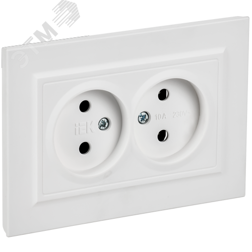 Изображение товара BRITE Розетка 2-местная без заземления без защитных шторок 10А в сборе РС12-2-БрАБ арктический белый IEK (шт)