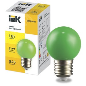 LIGHTING Лампа светодиодная декоративная G45 шар 1Вт 230В зеленый E27