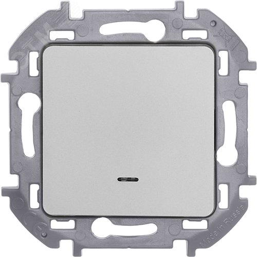 Выключатель 1-клавишный с подсветкой/индикацией 10АХ безвинтовое крепление алюминий INSPIRIA - фото 3