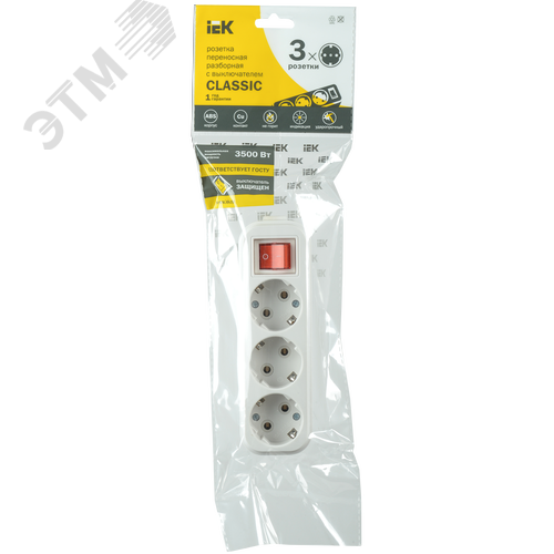 Колодка K03B 3 места 2P+PE 16A CLASSIC - фото 2