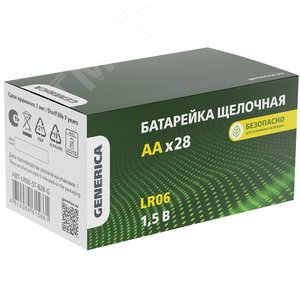 Изображение товара Батарейка щелочная Alkaline LR06/AA (28/бокс) GENERICA (упак)