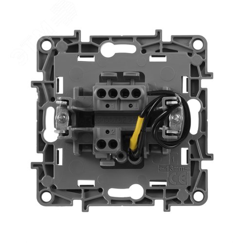Выключатель 1-клавишный проходной с подсветкой/индикацией 10А безвинтовое крепление алюминий ETIKA - фото 3
