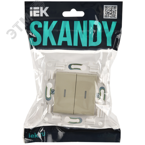 SKANDY Выключатель 2-клавишный проходной с индикацией 10А SK-V10B бежевый IEK - фото 2