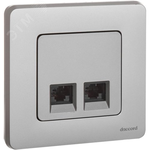 Розетка компьютерная двойная RJ45 категория 6 UTP алюминий INSPIRIA - фото 2