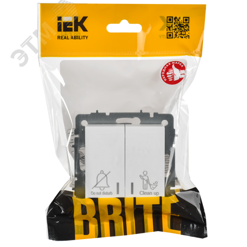 BRITE Выключатель 2-клавишный с индикацией для отелей 10А ВС10-2-9-БрАБ арктический белый IEK - фото 6