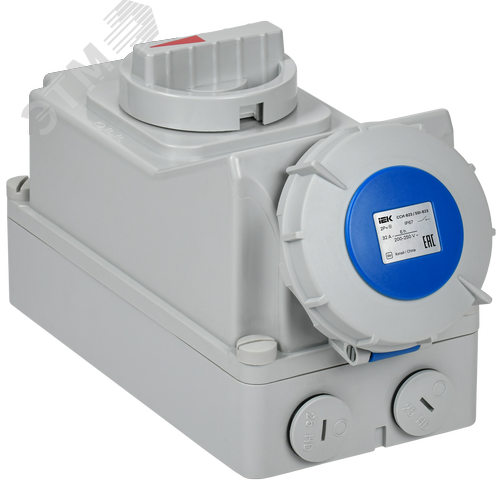 Изображение товара Розетка с механической блокировкой ССИ-823 32А-6ч/220В 2P+PE IP67 IEK (шт)