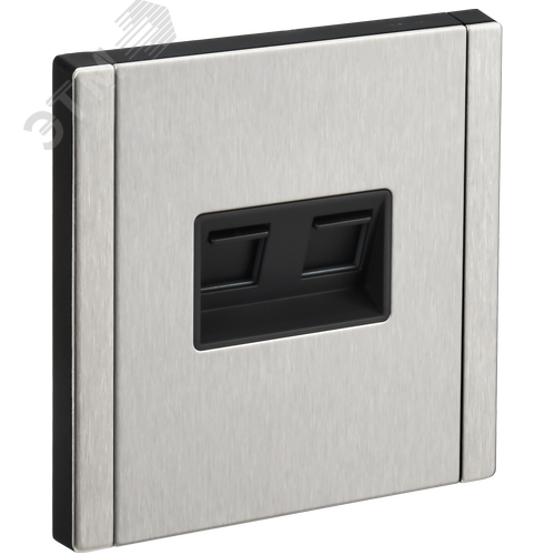 Изображение товара FORTE&PIANO Розетка компьютерная двойная RJ45 кат.5E FP733M металл никель IEK (шт)