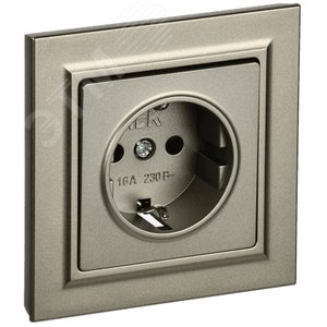 BRITE Розетка 1 пост с заземлением с защитными шторками 16А в сборе РСР14-1-0-БрШ шампань IEK - фото 1