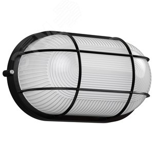 Светильник НПП1202 черный/овал с решеткой 100 Вт IP54 - фото 1