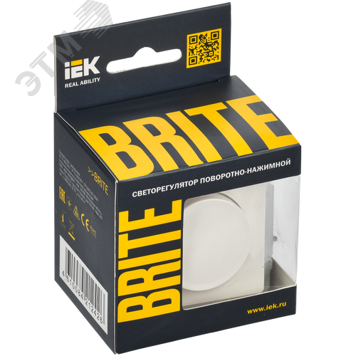 BRITE Светорегулятор поворотно-нажимной 600Вт СС10-1-0-БрБ белый - фото 2