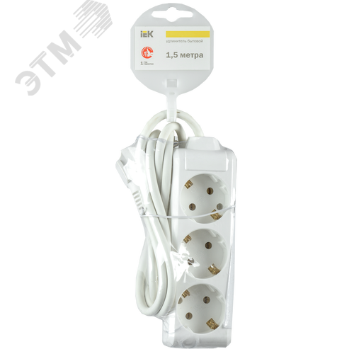 Удлинитель У03 3 места 2Р+PЕ/1.5метра 3х1мм2 16А/250В - фото 2