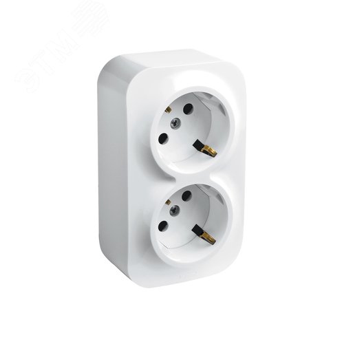 Розетка 2-местная для открытой установки с заземлением с защитными шторками с предварительным подключением 16А белый QUTEO - фото 5