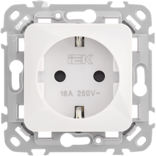 FLITE Розетка с заземлением с защитными шторками безвинтовое крепление 16А РСш11-1-ФлБ белый IEK - фото 4