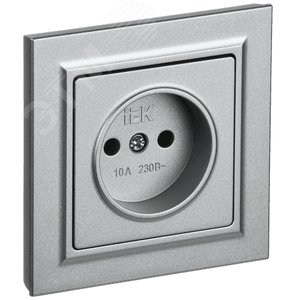 Изображение товара BRITE Розетка 1 пост без заземления без защитных шторок 10А в сборе РСР10-1-0-БрА алюминий IEK (шт)