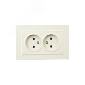 BRITE Розетка 2-местная без заземления с защитными шторками 10А в сборе РСш12-2-БрКр бежевый IEK - фото 2