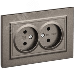 BRITE Розетка 2-местная без заземления без защитных шторок 10А в сборе РС12-2-БрТБ темная бронза IEK - фото 1