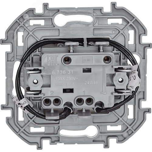 Выключатель 2-клавишный с подсветкой/индикацией 10АХ безвинтовое крепление слоновая кость INSPIRIA - фото 4