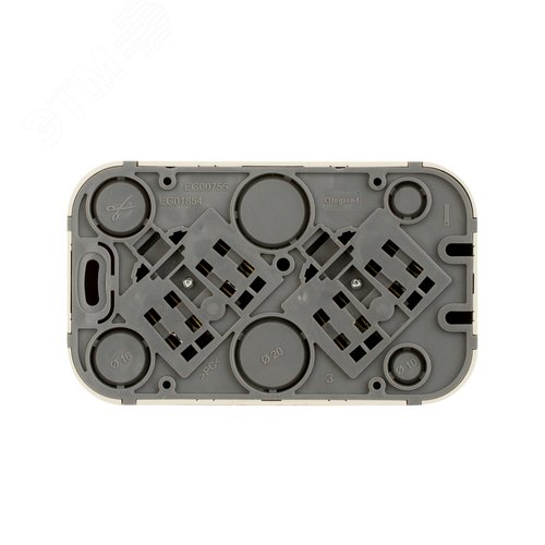 Розетка 2-местная для открытой установки с заземлением с защитными шторками с предварительным подключением 16А слоновая кость QUTEO - фото 3