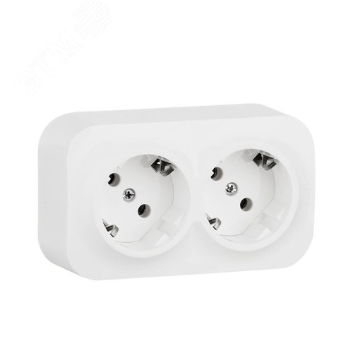 Изображение товара Розетка 2-местная для открытой установки с заземлением без защитных шторок с предварительным подключением 16А белый QUTEO (шт)