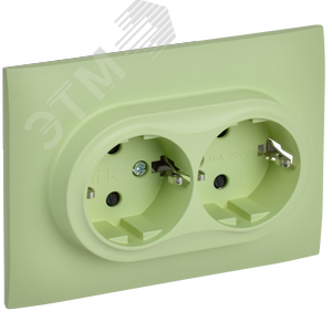 SKANDY Розетка 2-местная с заземлением с защитными шторками 16А в сборе SK-R07G мятный IEK - фото 1