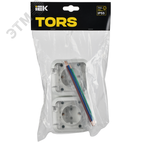 TORS Розетка 2-местная горизонтальная 16А IP55 TS322 белый IEK - фото 2