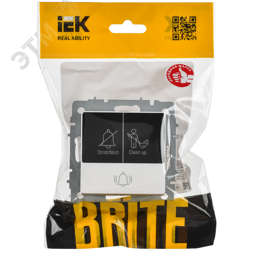 BRITE Кнопка звонка с индикацией для отелей 10А ВС10-1-9-БрАБ арктический белый IEK - фото 6