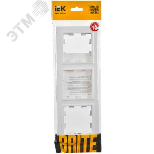 BRITE Рамка 3-местная РУ-3-БрАБ арктический белый IEK - фото 6