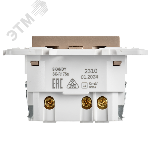 SKANDY Розетка с заземлением с защитными шторками 16А с USB C 18Вт SK-R17Sa песочный IEK - фото 4