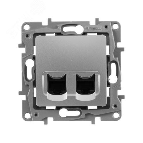 Розетка компьютерная двойная RJ45 категория 5Е UTP алюминий ETIKA - фото 3