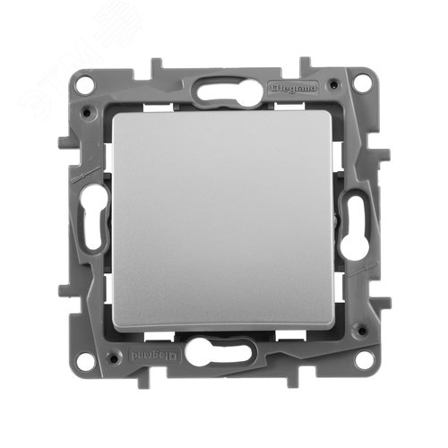 Выключатель 1-клавишный проходной самовозвратный 6А безвинтовое крепление алюминий ETIKA - фото 2