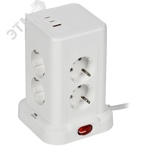 Изображение товара DOMINIC Удлинитель У08K 8 мест 2P+PE 1,5м 3х1,0мм2 16А/250В USB A+C 20Вт белый IEK (шт)