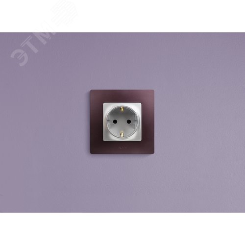 Розетка 1-местная с заземлением с защитными шторками 16А алюминий ETIKA - фото 3