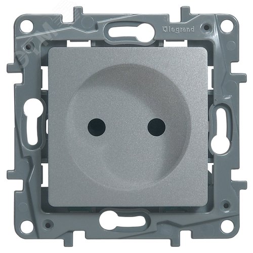 Розетка 1-местная без заземления с защитными шторками 16А алюминий ETIKA - фото 2