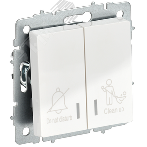 BRITE Выключатель 2-клавишный с индикацией для отелей 10А ВС10-2-9-БрБ белый IEK - фото 1