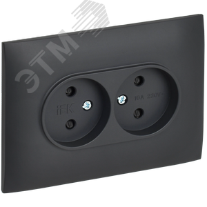 Изображение товара SKANDY Розетка 2-местная без заземления с защитными шторками 10А в сборе SK-R09T титан IEK (шт)