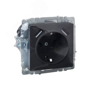 BRITE Розетка 1 пост с заземлением с защитными шторками 16А с USB A+A 5В 3,1А РЮш10-2-БрГ графит - фото 6